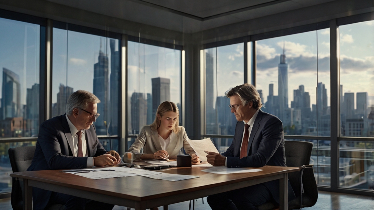Conseiller financier analysant des documents